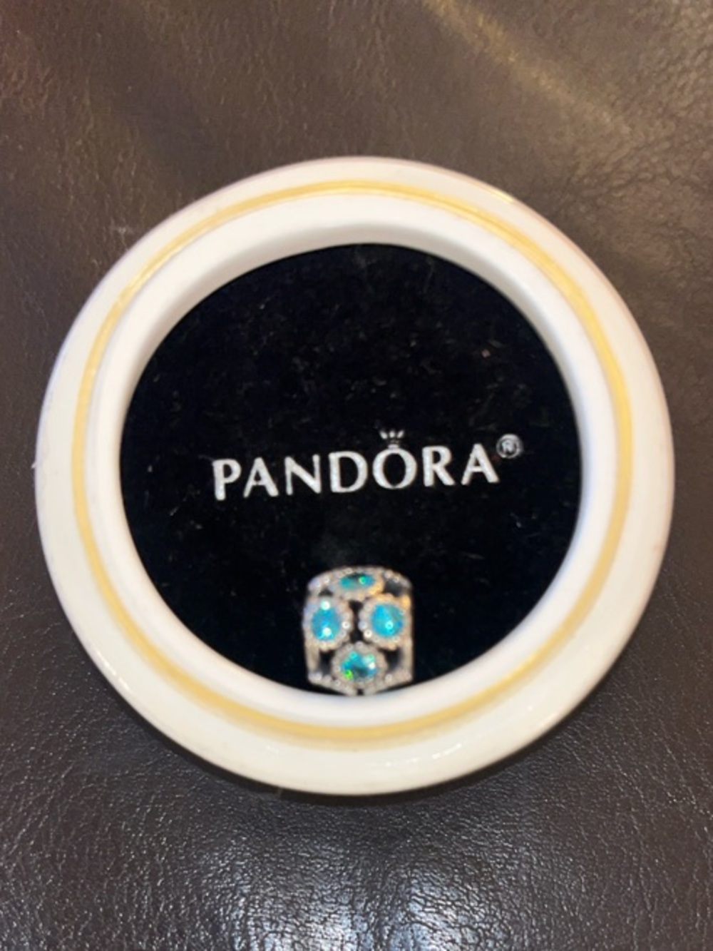 PANDORA STUDDED LIGHTS Authentic Silver/TEAL Charm 791296MCZ